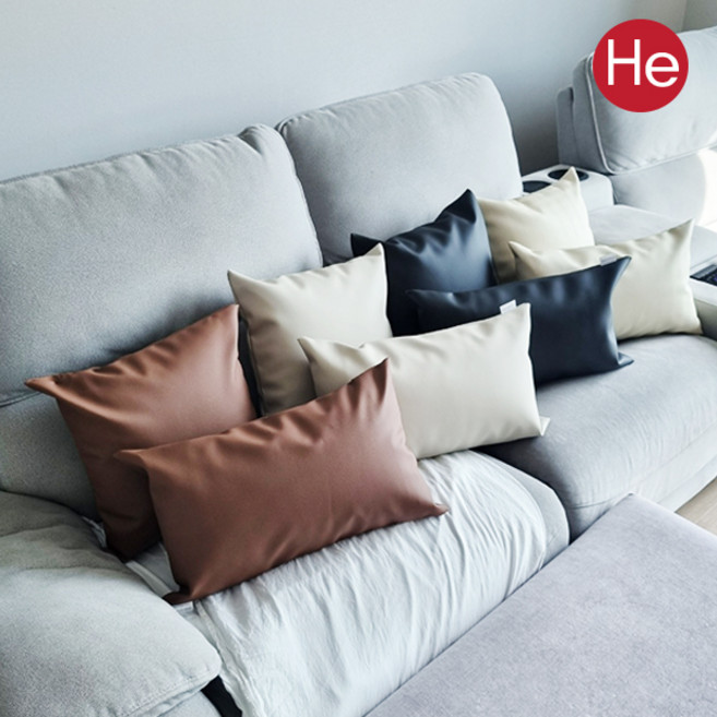 가죽쇼파쿠션 솜포함 사각 직사각 정사각 쇼파쿠션 국내생산 통가죽베개 휴비스사용, 휴비스 솜베개 40X60 지퍼형