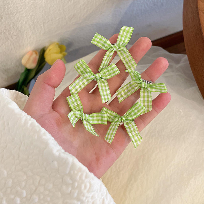 롤링페이퍼 발레코어룩 땋기머리 포인트 리본핀 5P