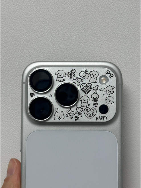 사랑났네 아이폰17프로꾸미기스티커 아이폰17프로스티커 아이폰섬꾸스티커 퍼피친구들3, 블랙, 1개