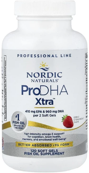 노르딕내추럴스 ProDHA Xtra 오메가3 EPA DHA 딸기 맛 소프트젤 120정, 1개 - 쿠팡