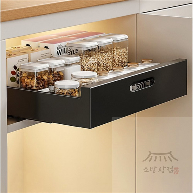 소망상점 슬라이딩 레일 선반(40cm) (블랙) 양념수납장