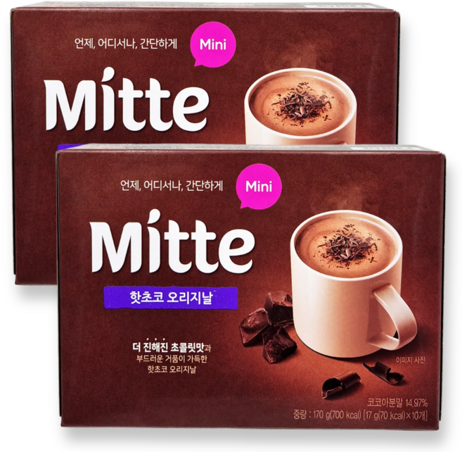 동서식품 미떼 핫초코 미니 오리지널, 17g, 10개입, 2개