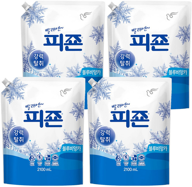 피죤 레귤러 섬유유연제 블루비앙카 리필, 2.1L, 4개