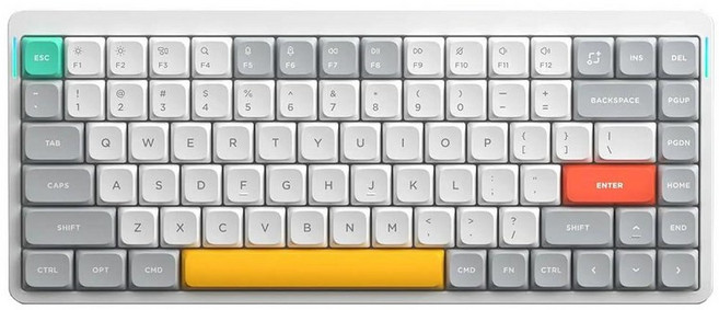 Nuphy Air75 V2 로우 프로파일 무선 기계식 키보드 핫 스왑 가능 블루투스/2.4g/USB-C 연결 지원(화이트 게이트론 브라운 스위치), 화이트