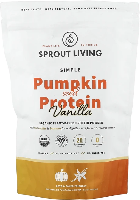 매우편하고 Sprout Living 심플 호박씨 단백질 바닐라 454g(1lb) 끝내주게잘나가는상품, SproutLiving심플호박씨단백질바닐라454g1lb, 454g, 1 - 쿠팡