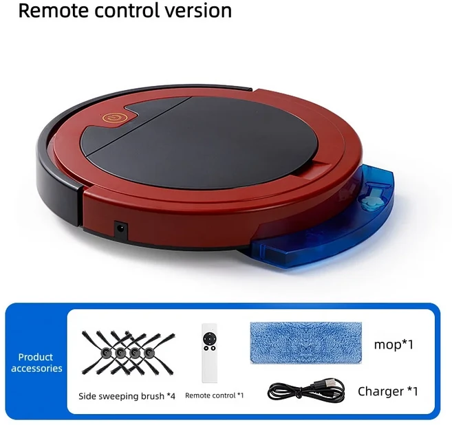 타이머와 리모컨이 있는 휴대용 스마트 진공 청소 로봇, 03 Style 1 Red