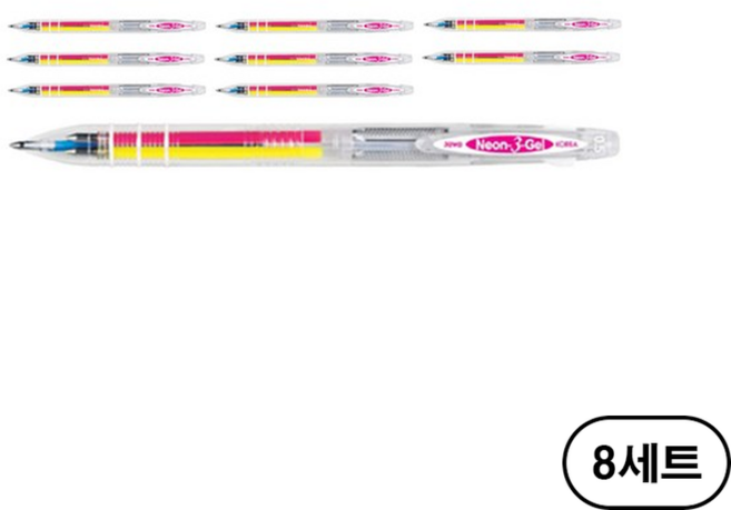 자바펜 네온3겔 3색 볼펜 0.5mm, 혼합색상(mixed color), 72개