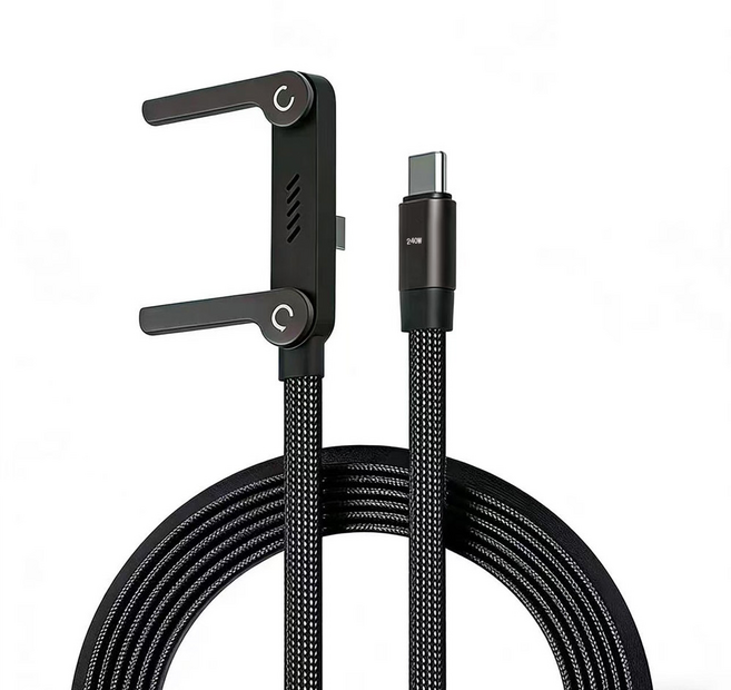 MAGBRO C 타입 C to C 휴대폰 거치대 최대 240W 고속 충전케이블, 1개, 블랙, 1.5m