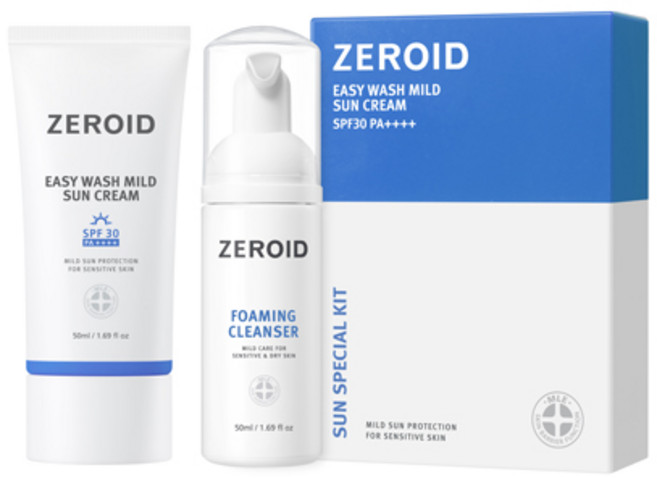 [제로이드] 이지 워시 마일드 선크림 기획세트 SPF30/PA++++ 50ml, 1개