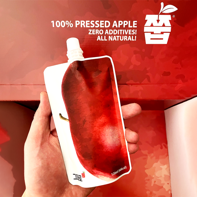 그대로 쭙 국산 사과즙 원물 100% NFC착즙 스파우트파우치 프리미엄 패키징 120ml, 30포