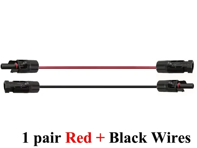 3.2ft 4/6mm2 검정색/빨간색 태양광 확장 DC 케이블 12/10AWG 패널 시스템에 사용되는 PV 커넥터가 있는 와, 02 1pair Red and Black, 02 10AWG, 02 15m-49.2ft