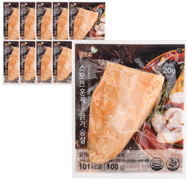 풀토래 통닭가슴살 스모크훈제 10팩 세트 100%국내산 식사대용, 100g, 10개