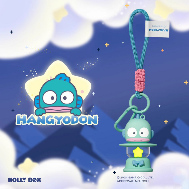 산리오 캐릭터 키링 열쇠 에어팟 가방 고리, 무드등 LED 한교동, 1개