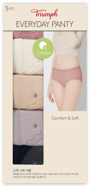 트라이엄프 여자 면소재 부드러운 신축성 팬티 1세트(5매) TEPS7