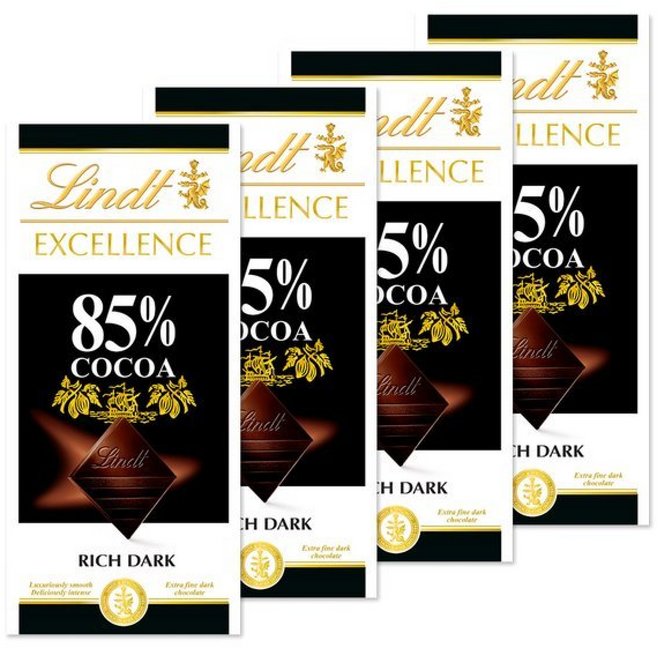 린트 초콜릿 엑설런스 다크 85%, 100g, 4개