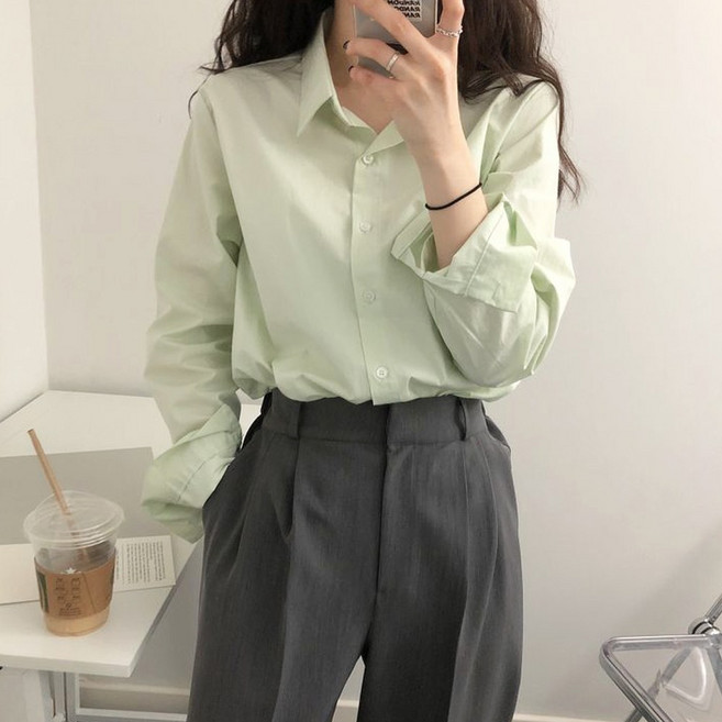 메이킹유 파스텔 무지 셔츠 319에티드블라우스(~77size 사이즈추가)