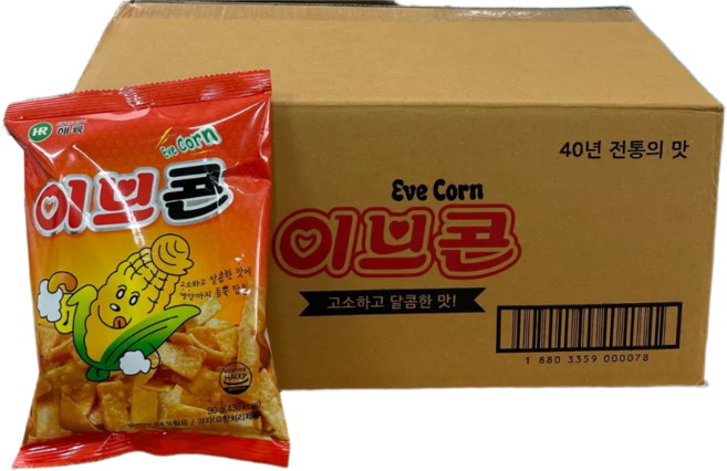 이브콘 옥수수 스낵 옛날 추억의 과자 불량식품, 90g, 20개