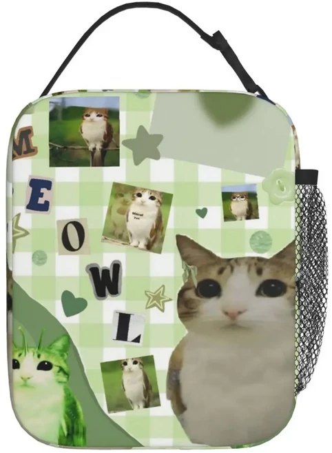 Meowl Cat Meme 절연 점심 가방 식품 학교 사무실을 위한 휴대용 열 냉각기 도시락 상자, 12 13, 01 one size
