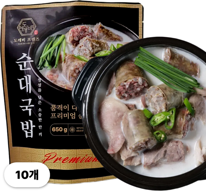 도깨비 순대국 국내산 토종 고기 캠핑 밀키트 진한 국밥, 10개, 650g