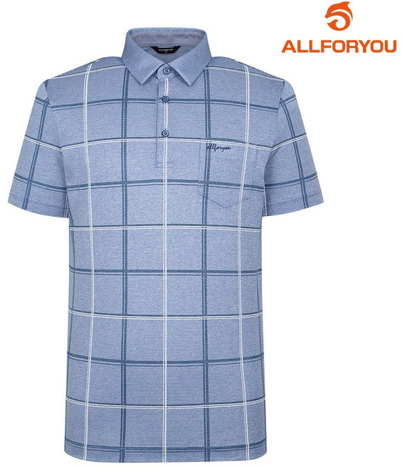 [올포유] 남성 체크 프린트 카라 반팔 티셔츠 AGTYM3321-906