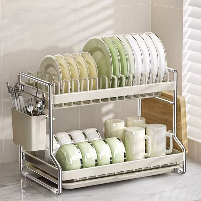 코지스 식기건조대, 1개, 아이보리, 2단