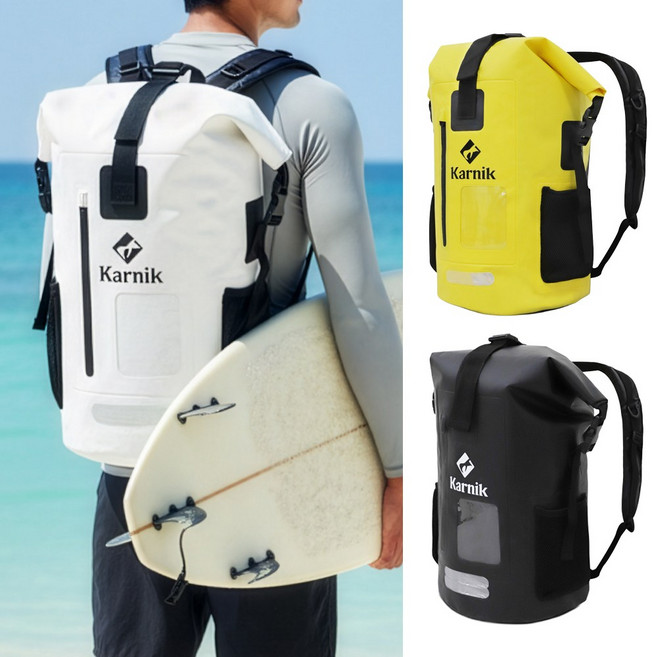 대용량 드라이백팩 서핑가방 방수 접이식 폴더블 백팩킹, 옐로우
