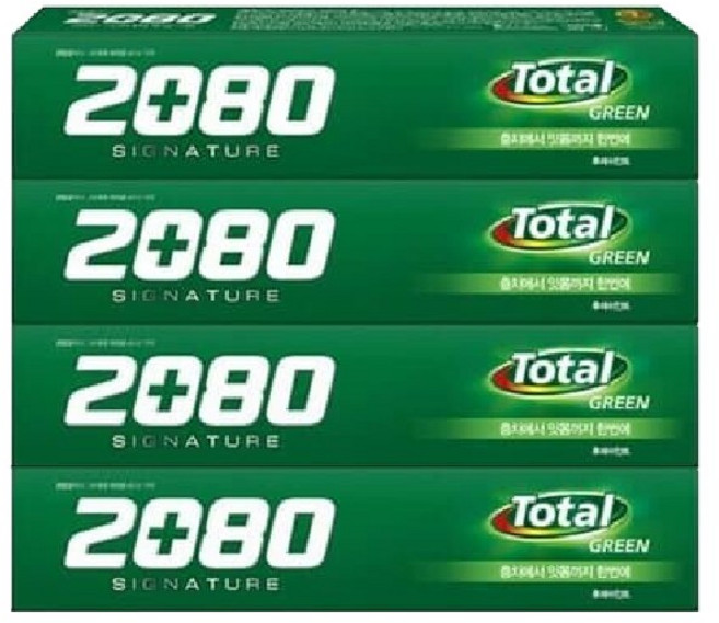 2080 시그니처 토탈그린 치약 125g, 4개