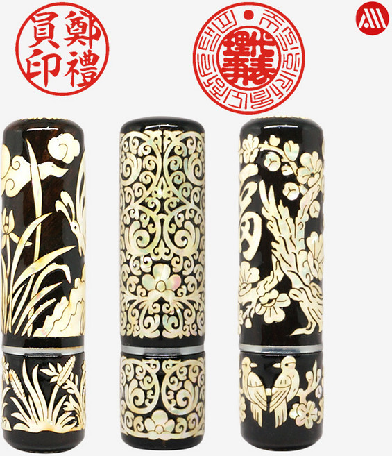 자개도장 6푼 - 법인도장 인감도장 벽조목+은장케이스, 십장생, 2.대표이사(한문)+각전체