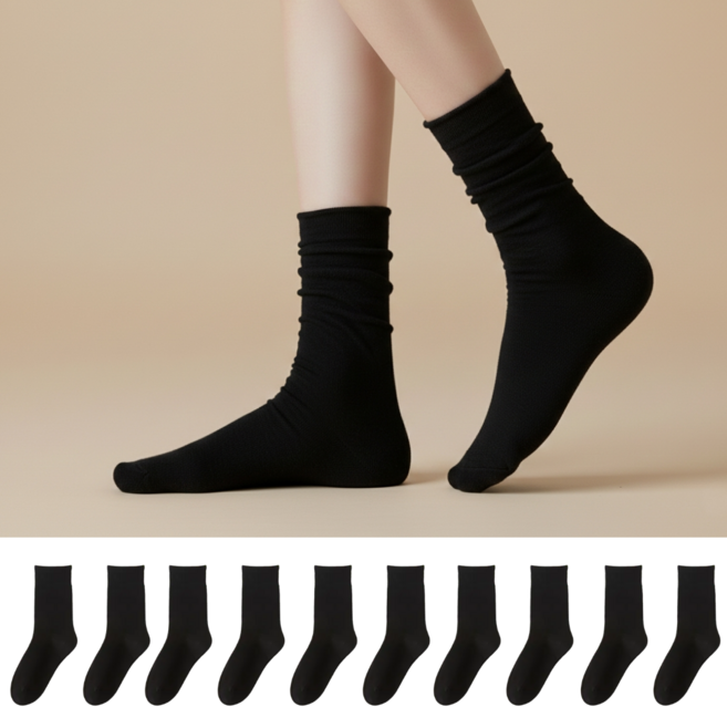 컴포스텝 여성 무압 중목 양말