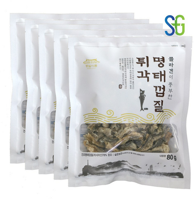 (동일식품)콜라겐이 풍부한 명태껍질튀각80gx5봉 맛나요, 80g, 5개