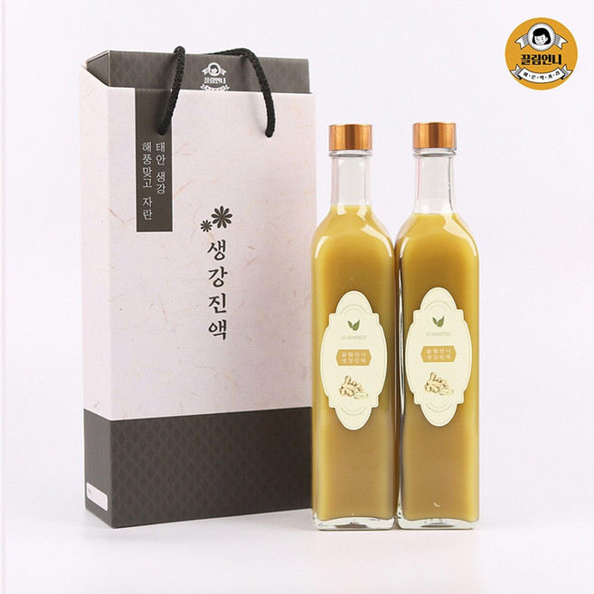 끌림언니 생강진액 500ml x 2병 착즙 원액 생강즙 국내산 태안해풍 당뇨 위장 선물세트
