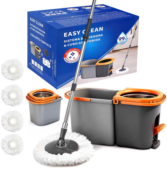 더블버킷 회전걸레 세트 - 깨끗한 물 오수 분리 / 강력 페달 탈수 / 1초 리필교체, 1개