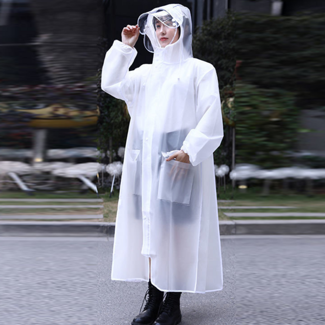 besteffie 여성 투명 PVC 방수 우비 후드 롱코트 봄가을용 비옷 여름바람막이 K89