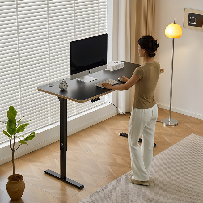 아우스 원목 FJ03 간편조립 전동 모션데스크 전동책상 높낮이조절책상 스탠딩책상 1000 1200 1400 1600, 블랙 상판+블랙 프레임