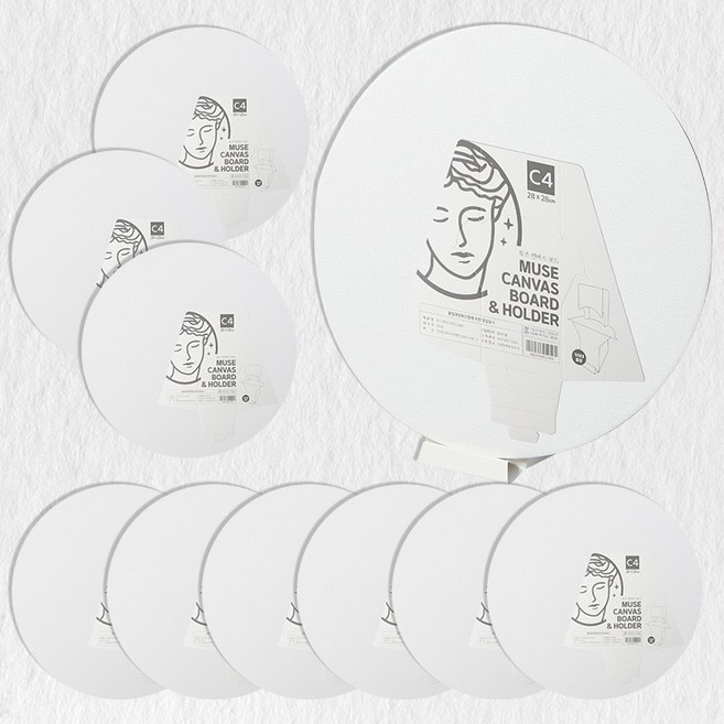 뮤즈 프레임없는 면천 캔버스보드 원형 C4사이즈 28cm 10개입, 1세트
