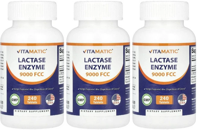 바이타매틱 락타아제 효소 Lactase 9000 FCC 240정 Vitamatic 3병 - 쿠팡