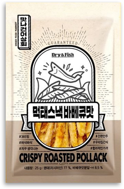맛나건어상회 먹태스낵바베큐맛, 8개, 25g