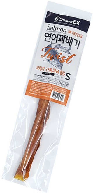 오메가3 가 풍부한 연어꽈배기 강아지간식 S 애견간식 미트스틱, 연어맛, 7g, 5개