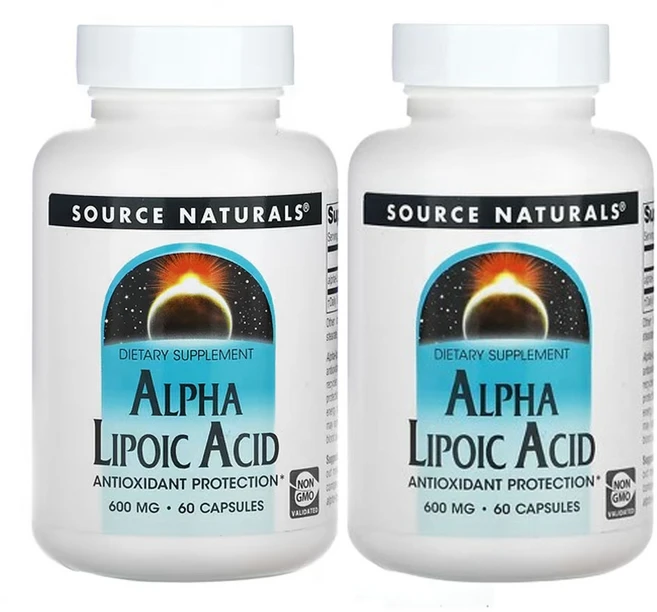 소스네츄럴스 알파리포산 600mg 캡슐 60정, 2개 - 쿠팡