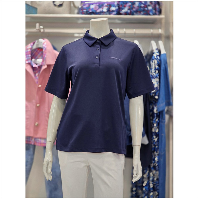 크로커다일레이디 로고 자수 카라 티셔츠 CLEMTS907