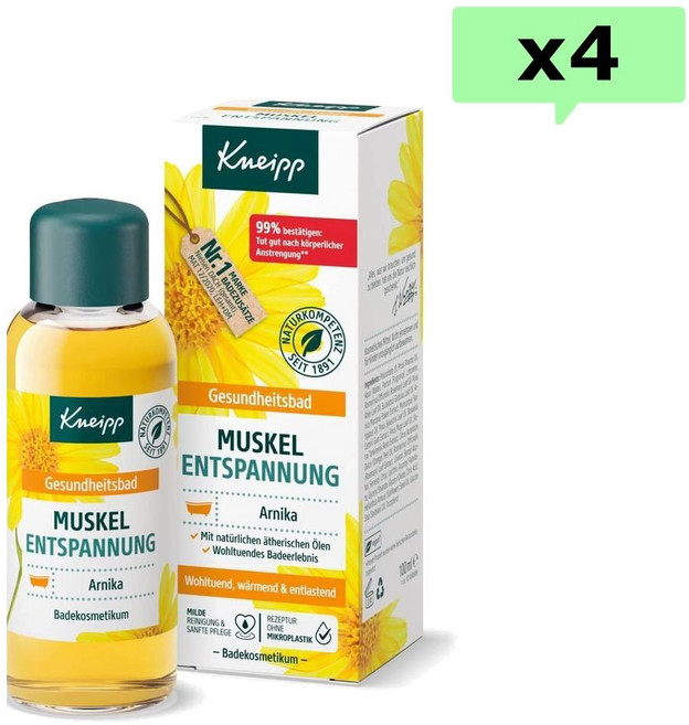 크나이프 헬스 배스 바스 오일 머슬 릴렉세이션 아르니카 천연 에센셜 오일 함유 100ml 4개 (독일) Kneipp Muskel entspannung Health bath musc