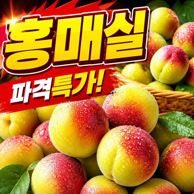 [24시간타임특가] 당일수확 재구매율1위 국 홍매실, 1박스, 5kg(특대)