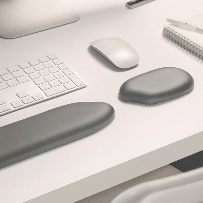 쌀알 팜레스트 말랑말랑 키보드 마우스 손목 받침대 세트, 그레이 블루