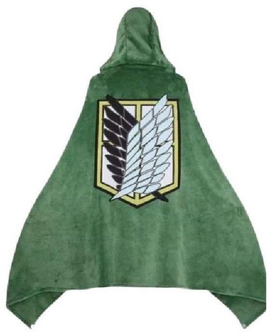 진격의거인 진격거 조사병단 자유의날개 망토 담요 후드 집순이 입는 이불 굿즈