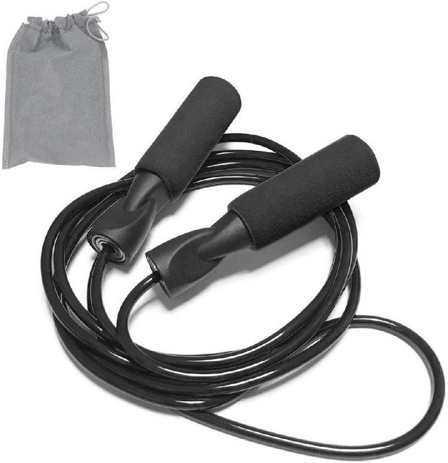 일본 FEELCAT 나와토비 트레이닝 피트니스 칼로리 줄넘기 길이 조절 가능 FC1801, FC-블랙, 1개