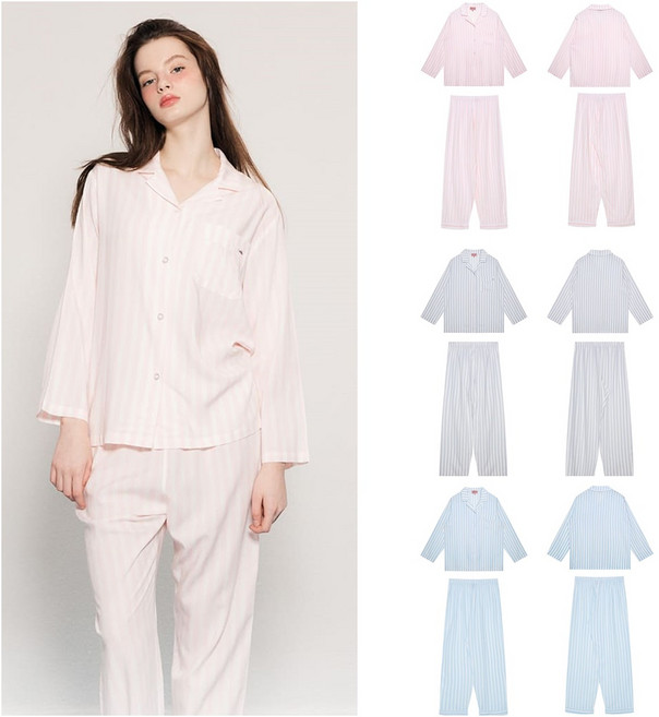 에블린 [남녀공용]코지 스트라이프 긴팔파자마 EBPPFA411C /3color