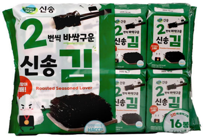 신송 두번씩 바싹 구운신송김+신송 구수한 우거지 된장국지함, 114g, 1세트