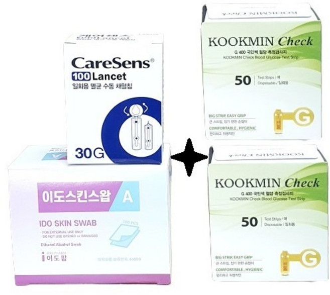 녹십자 국민첵 혈당시험지 100매(25년04월)H+채혈침100개+알콜솜100매(건강하나 고객감사), 2개, 50매