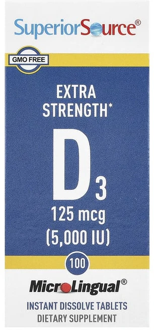 Superior Source D3 엑스트라 강도 125mcg(5000IU) 정제 100정, 3개 - 쿠팡
