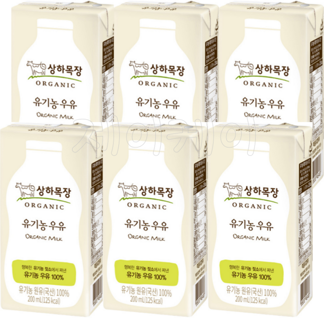상하목장 유기농 우유, 200ml, 6개